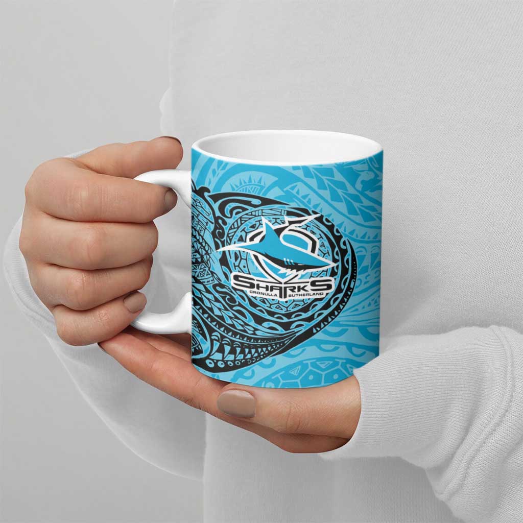 Personalized Cronulla Sutherland Sharks Ceramic Mug Polynesian Tribal Chest and Sleeve Tattoo