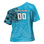 Personalized Cronulla Sutherland Sharks Cross Shoulder Shirt Polynesian Tribal Chest and Sleeve Tattoo