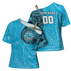Personalized Cronulla Sutherland Sharks Cross Shoulder Shirt Polynesian Tribal Chest and Sleeve Tattoo