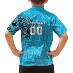 Personalized Cronulla Sutherland Sharks Family Matching Off Shoulder Maxi Dress and Hawaiian Shirt Polynesian Tribal Chest and Sleeve Tattoo