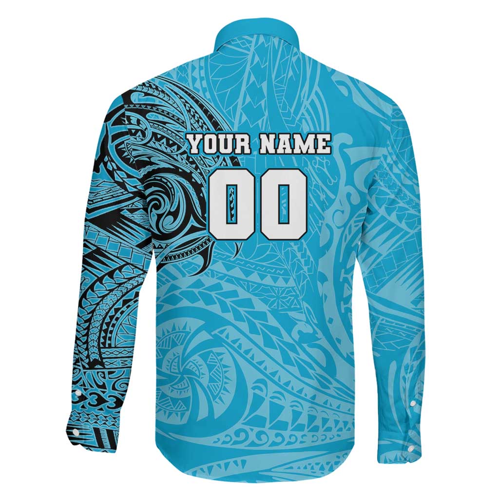 Personalized Cronulla Sutherland Sharks Family Matching Summer Maxi Dress and Hawaiian Shirt Polynesian Tribal Chest and Sleeve Tattoo