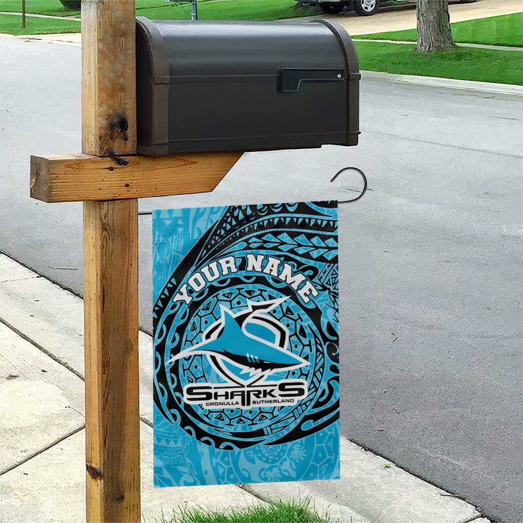 Personalized Cronulla Sutherland Sharks Garden Flag Polynesian Tribal Chest and Sleeve Tattoo