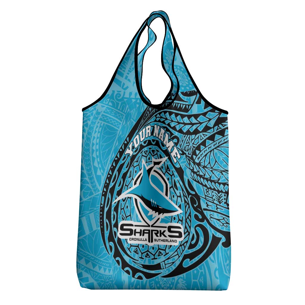Personalized Cronulla Sutherland Sharks Grocery Bag Polynesian Tribal Chest and Sleeve Tattoo