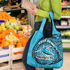 Personalized Cronulla Sutherland Sharks Grocery Bag Polynesian Tribal Chest and Sleeve Tattoo