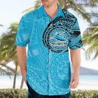 Personalized Cronulla Sutherland Sharks Hawaiian Shirt Polynesian Tribal Chest and Sleeve Tattoo