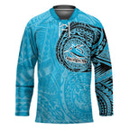 Personalized Cronulla Sutherland Sharks Hockey Jersey Polynesian Tribal Chest and Sleeve Tattoo