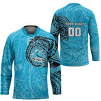 Personalized Cronulla Sutherland Sharks Hockey Jersey Polynesian Tribal Chest and Sleeve Tattoo