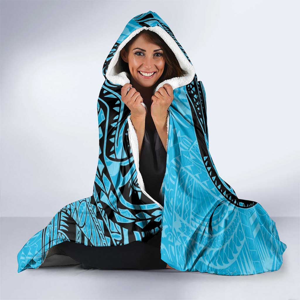 Personalized Cronulla Sutherland Sharks Hooded Blanket Polynesian Tribal Chest and Sleeve Tattoo