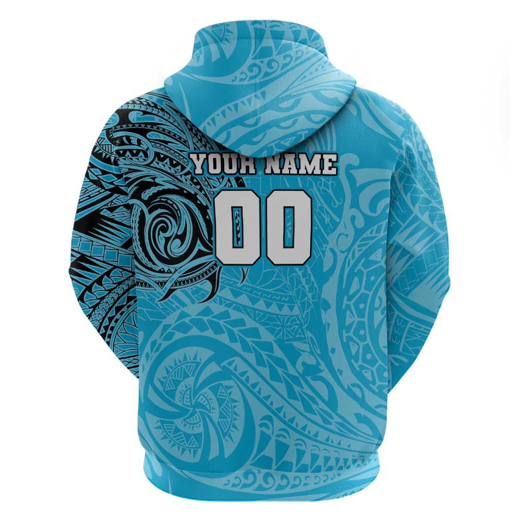 Personalized Cronulla Sutherland Sharks Hoodie Polynesian Tribal Chest and Sleeve Tattoo
