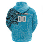 Personalized Cronulla Sutherland Sharks Hoodie Polynesian Tribal Chest and Sleeve Tattoo