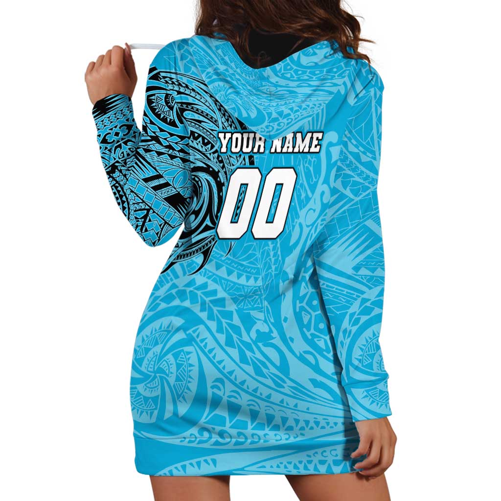 Personalized Cronulla Sutherland Sharks Hoodie Dress Polynesian Tribal Chest and Sleeve Tattoo