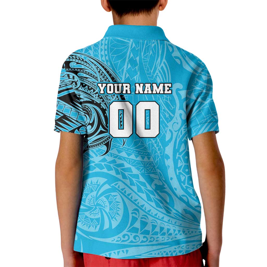 Personalized Cronulla Sutherland Sharks Kid Polo Shirt Polynesian Tribal Chest and Sleeve Tattoo
