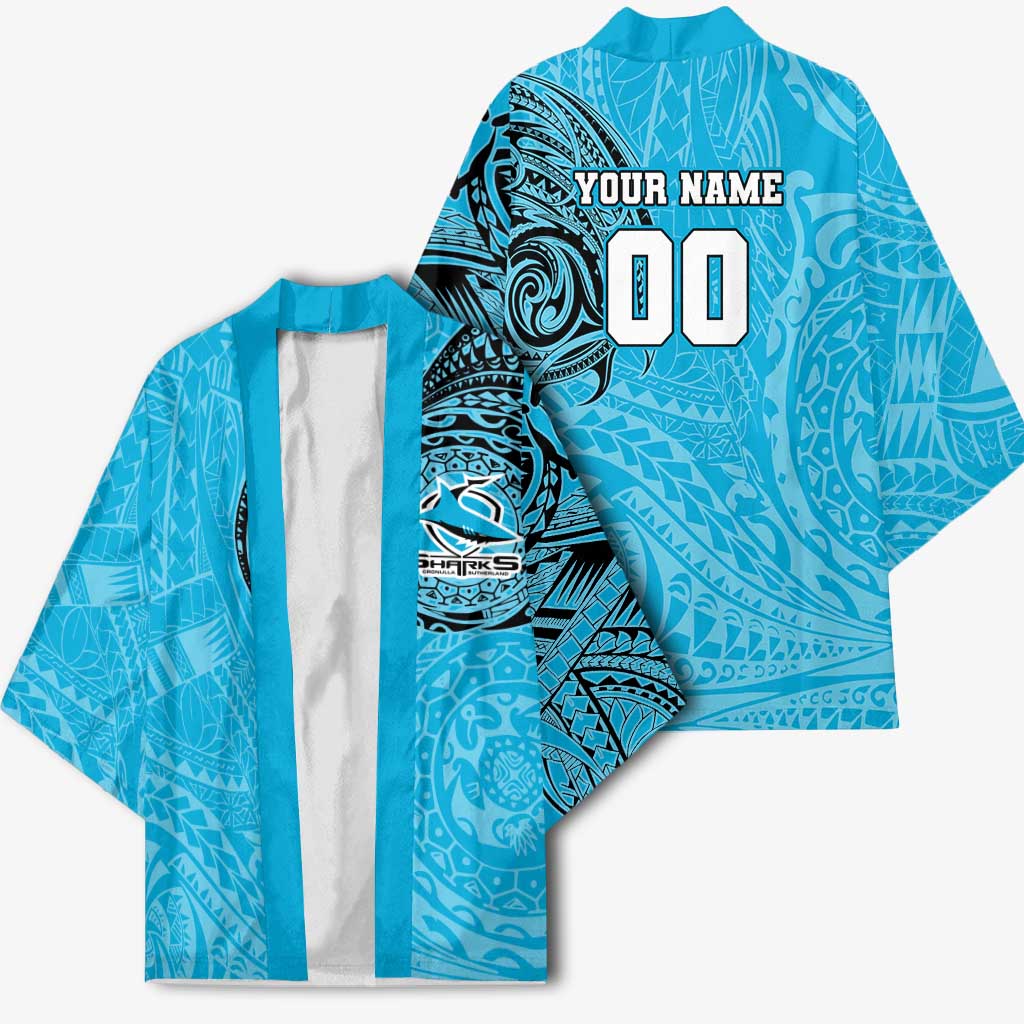 Personalized Cronulla Sutherland Sharks Kimono Polynesian Tribal Chest and Sleeve Tattoo