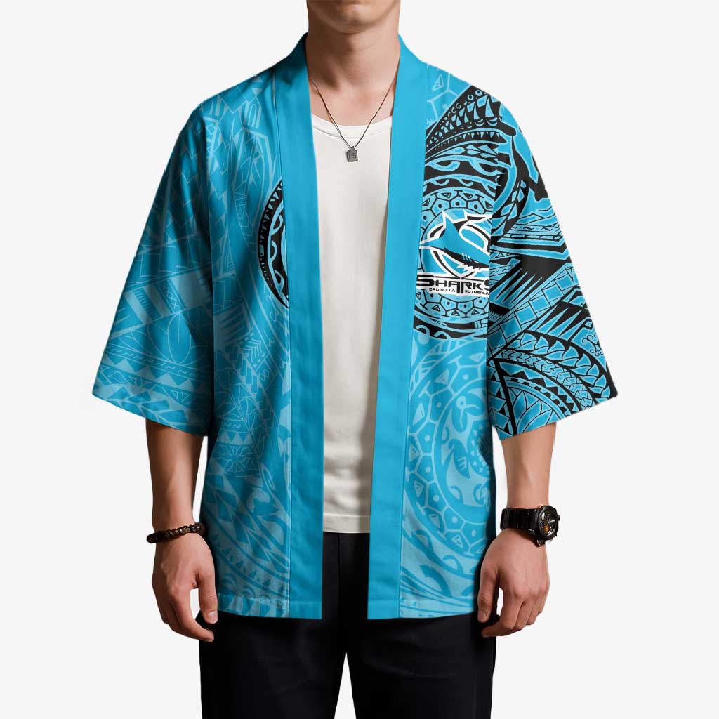Personalized Cronulla Sutherland Sharks Kimono Polynesian Tribal Chest and Sleeve Tattoo