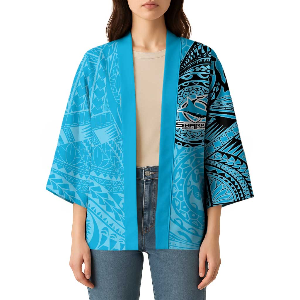 Personalized Cronulla Sutherland Sharks Kimono Polynesian Tribal Chest and Sleeve Tattoo