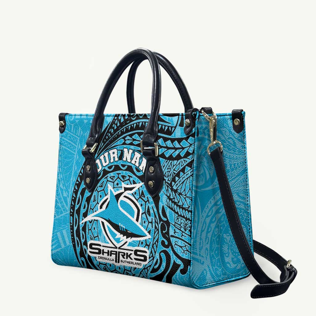 Personalized Cronulla Sutherland Sharks Leather Bag Polynesian Tribal Chest and Sleeve Tattoo