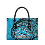Personalized Cronulla Sutherland Sharks Leather Bag Polynesian Tribal Chest and Sleeve Tattoo