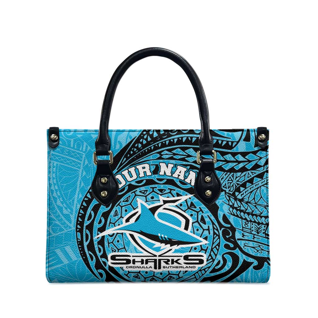 Personalized Cronulla Sutherland Sharks Leather Bag Polynesian Tribal Chest and Sleeve Tattoo