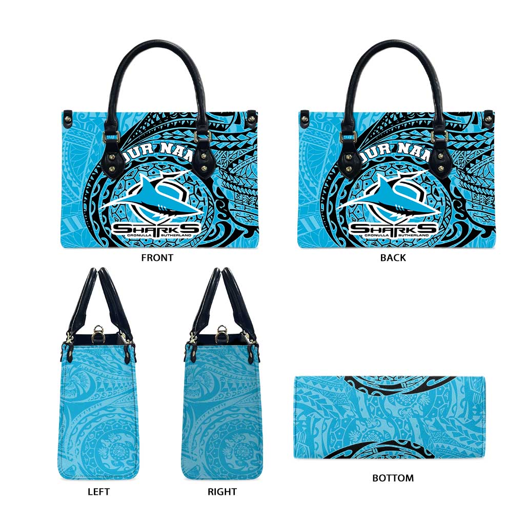 Personalized Cronulla Sutherland Sharks Leather Bag Polynesian Tribal Chest and Sleeve Tattoo