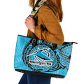Personalized Cronulla Sutherland Sharks Leather Tote Bag Polynesian Tribal Chest and Sleeve Tattoo