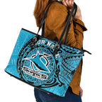 Personalized Cronulla Sutherland Sharks Leather Tote Bag Polynesian Tribal Chest and Sleeve Tattoo