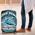 Personalized Cronulla Sutherland Sharks Luggage Cover Polynesian Tribal Chest and Sleeve Tattoo
