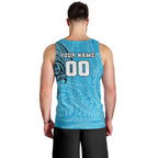 Personalized Cronulla Sutherland Sharks Men Tank Top Polynesian Tribal Chest and Sleeve Tattoo