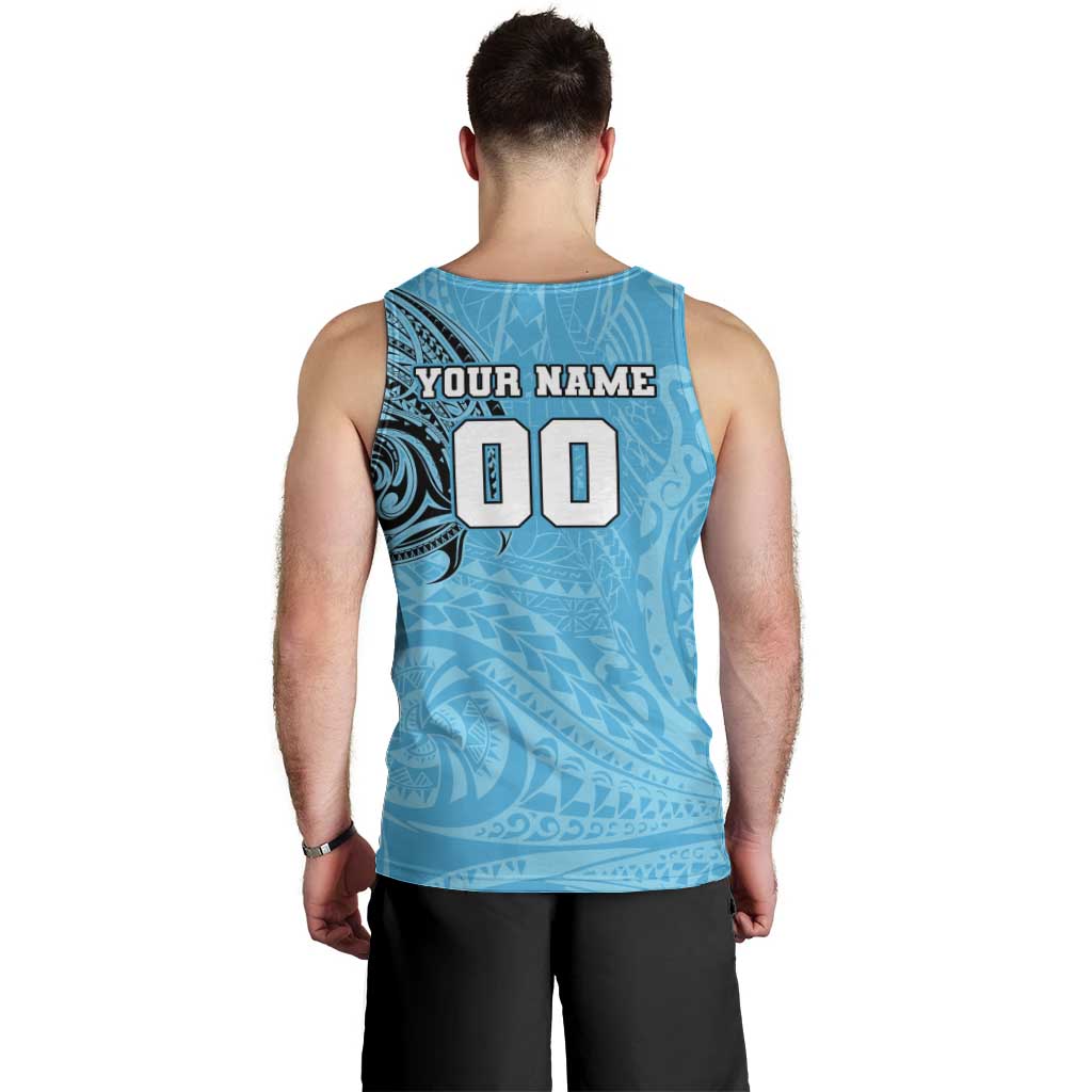 Personalized Cronulla Sutherland Sharks Men Tank Top Polynesian Tribal Chest and Sleeve Tattoo