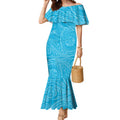 Personalized Cronulla Sutherland Sharks Mermaid Dress Polynesian Tribal Chest and Sleeve Tattoo