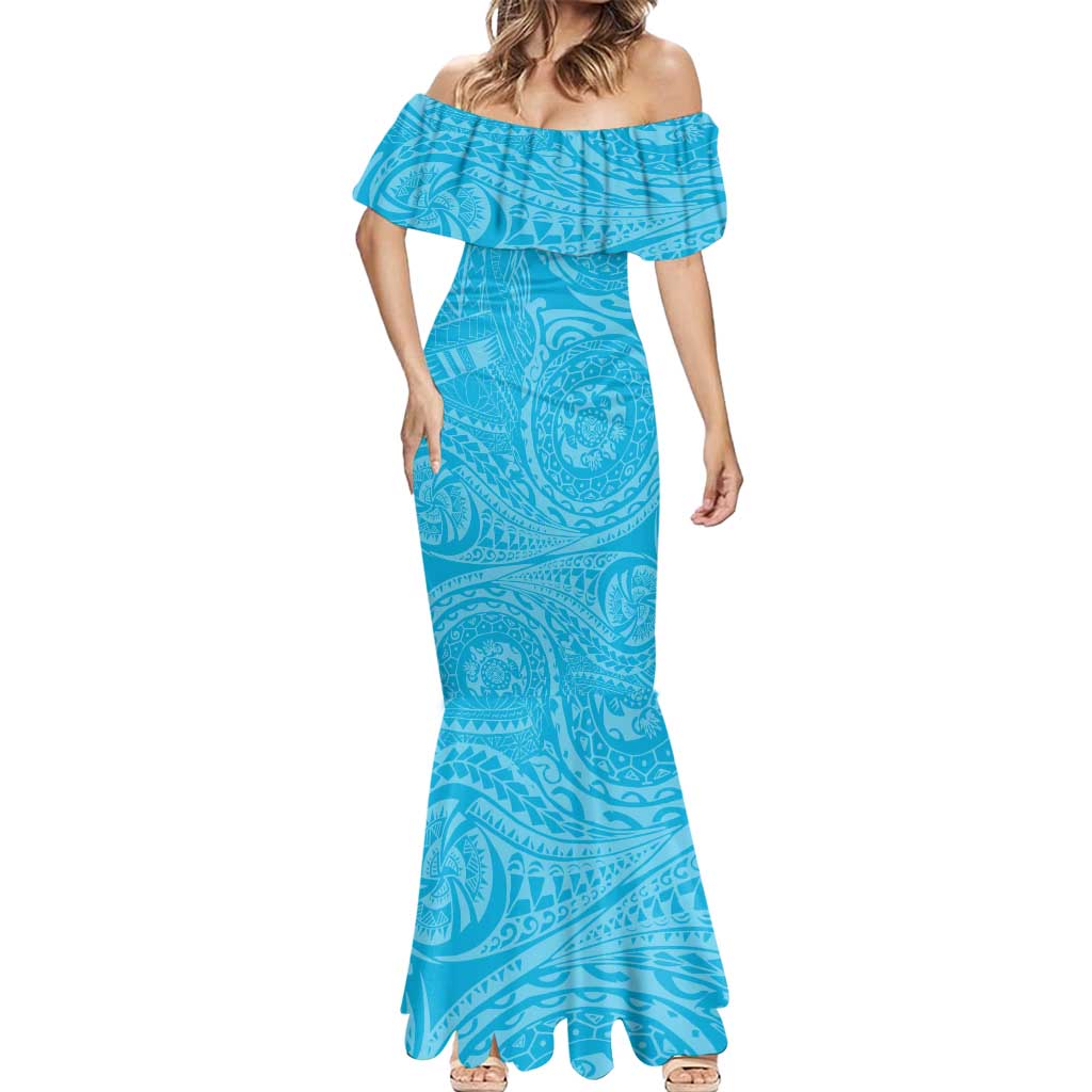 Personalized Cronulla Sutherland Sharks Mermaid Dress Polynesian Tribal Chest and Sleeve Tattoo