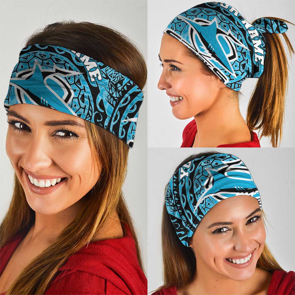 Personalized Cronulla Sutherland Sharks Neck Gaiter Polynesian Tribal Chest and Sleeve Tattoo