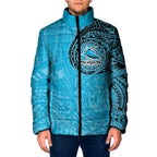 Personalized Cronulla Sutherland Sharks Padded Jacket Polynesian Tribal Chest and Sleeve Tattoo