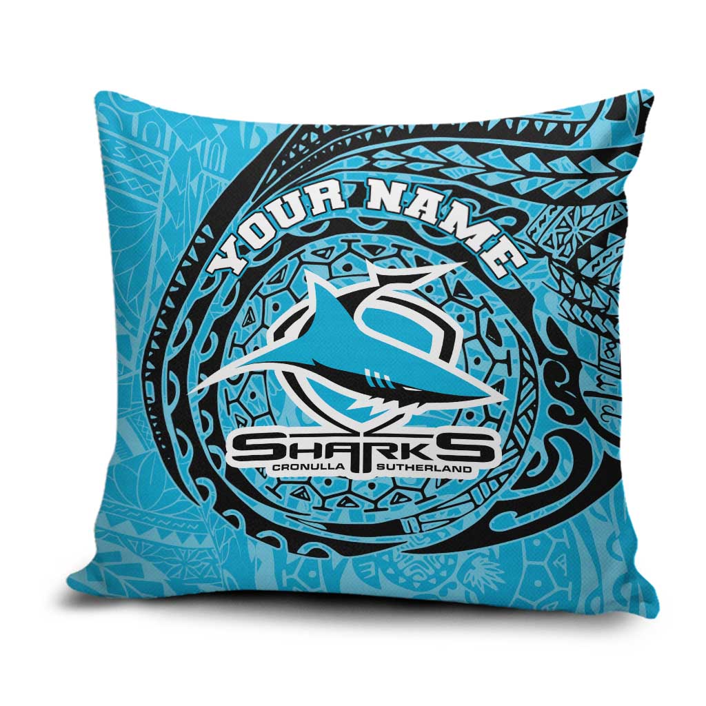 Personalized Cronulla Sutherland Sharks Pillow Cover Polynesian Tribal Chest and Sleeve Tattoo