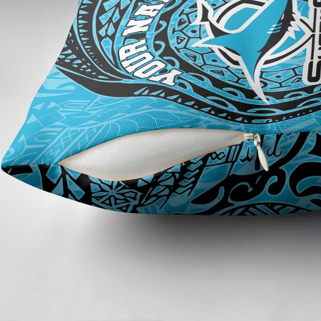 Personalized Cronulla Sutherland Sharks Pillow Cover Polynesian Tribal Chest and Sleeve Tattoo