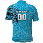 Personalized Cronulla Sutherland Sharks Polo Shirt Polynesian Tribal Chest and Sleeve Tattoo