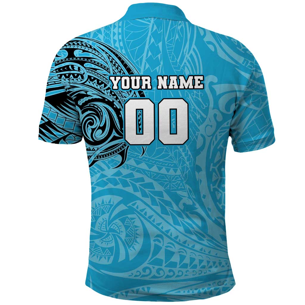 Personalized Cronulla Sutherland Sharks Polo Shirt Polynesian Tribal Chest and Sleeve Tattoo