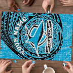 Personalized Cronulla Sutherland Sharks Puzzle Polynesian Tribal Chest and Sleeve Tattoo
