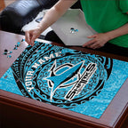 Personalized Cronulla Sutherland Sharks Puzzle Polynesian Tribal Chest and Sleeve Tattoo