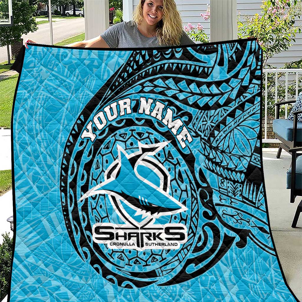 Personalized Cronulla Sutherland Sharks Quilt Polynesian Tribal Chest and Sleeve Tattoo
