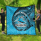 Personalized Cronulla Sutherland Sharks Quilt Polynesian Tribal Chest and Sleeve Tattoo