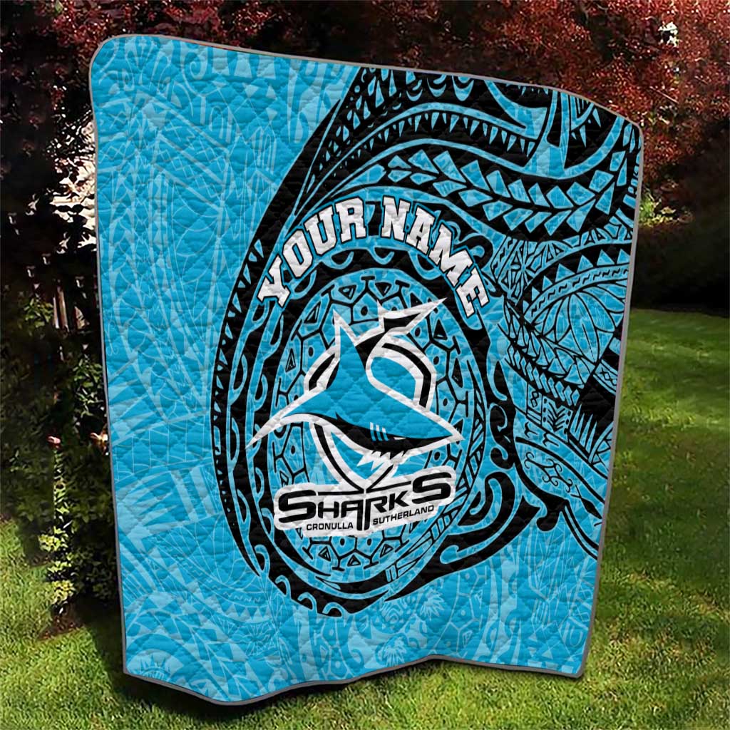 Personalized Cronulla Sutherland Sharks Quilt Polynesian Tribal Chest and Sleeve Tattoo
