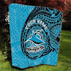 Personalized Cronulla Sutherland Sharks Quilt Polynesian Tribal Chest and Sleeve Tattoo