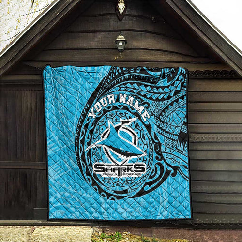 Personalized Cronulla Sutherland Sharks Quilt Polynesian Tribal Chest and Sleeve Tattoo