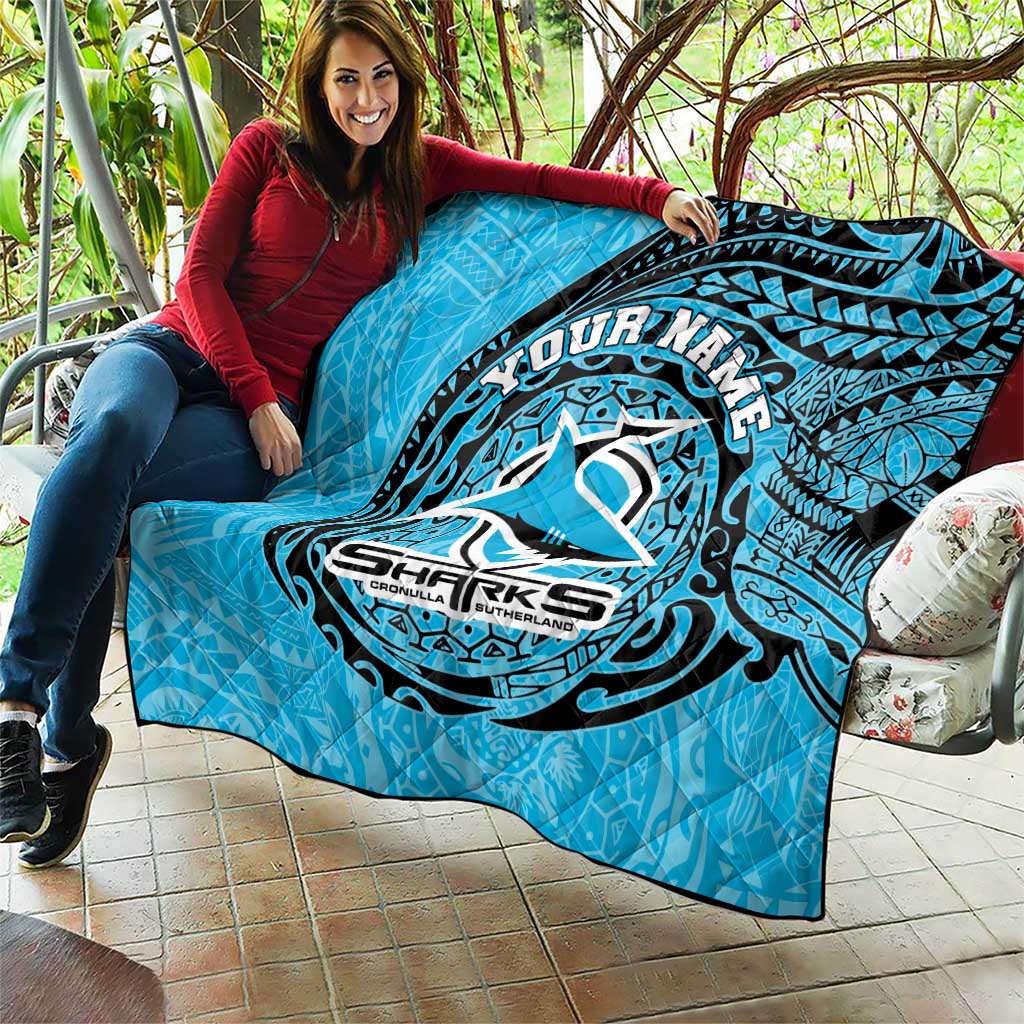 Personalized Cronulla Sutherland Sharks Quilt Polynesian Tribal Chest and Sleeve Tattoo