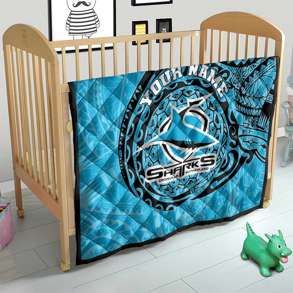 Personalized Cronulla Sutherland Sharks Quilt Polynesian Tribal Chest and Sleeve Tattoo