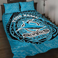 Personalized Cronulla Sutherland Sharks Quilt Bed Set Polynesian Tribal Chest and Sleeve Tattoo