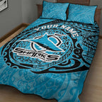 Personalized Cronulla Sutherland Sharks Quilt Bed Set Polynesian Tribal Chest and Sleeve Tattoo