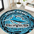 Personalized Cronulla Sutherland Sharks Round Carpet Polynesian Tribal Chest and Sleeve Tattoo