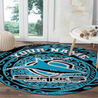 Personalized Cronulla Sutherland Sharks Round Carpet Polynesian Tribal Chest and Sleeve Tattoo