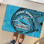 Personalized Cronulla Sutherland Sharks Rubber Doormat Polynesian Tribal Chest and Sleeve Tattoo